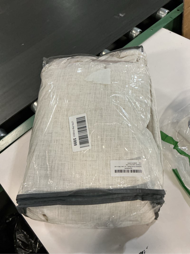 Condition photo showing Good Condition for INOVADAY Pinch Pleated Curtains, 100% Light Blocking Linen Pinch Pleat Blackout Curtains for Bedroom, Thermal Insulated Blackout Drapes 2 Panels Set for Living Room - Natural on Linen, W40 x L90 Natural on Linen 40"W x 90"L (Pack of 2)