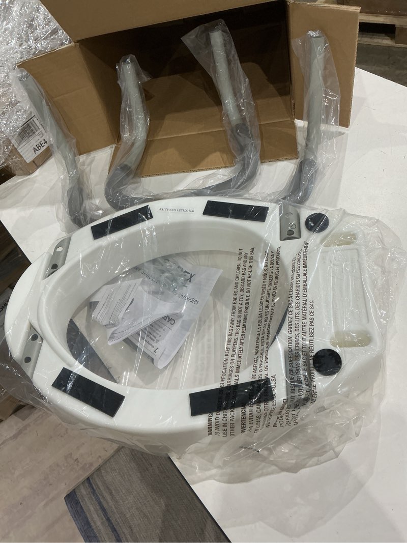 Condition photo showing Good Condition for carex 3.5 inch raised toilet seat with arms, elongated toilet seat riser, up to 250 lbs capacity, elevating & raising seat for elderly & handicap, universal, slip-resistant with padded handles, white