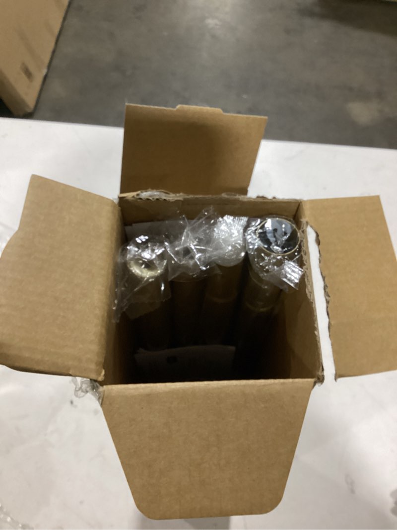 Condition photo showing As Is for KAMANINA Gold Curtain Rod 32 to 58 Inch(2.6-4.8Ft), 7/8 Inch Single Adjustable Curtain Rods for Windows 28 to 48, Decorative Drapery Rods with Netted Texture Finials Warm Gold 32-58"