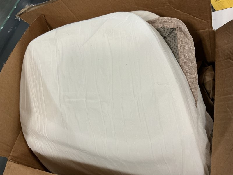 Condition photo showing As Is for AAAAAcessories D-Shaped Chair Cushions, 2" Thick Dining Chair Pads with Ties and Removable, Machine-Washable Cover, 17" x 16", Set of 4, Oatmeal Beige Oatmeal Beige 4 Count(Pack of 1)