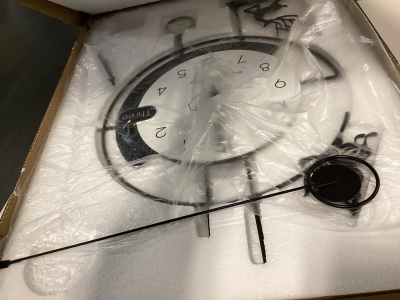 Condition photo showing Good Condition for modern wall clock, large wall clocks for living room decor, 3d silent clock wall decor, battery operated, non ticking wall clock for bedroom office kitchen decoration (black white, 15.7x29.5 inch) black white 15.7x29.5 inch