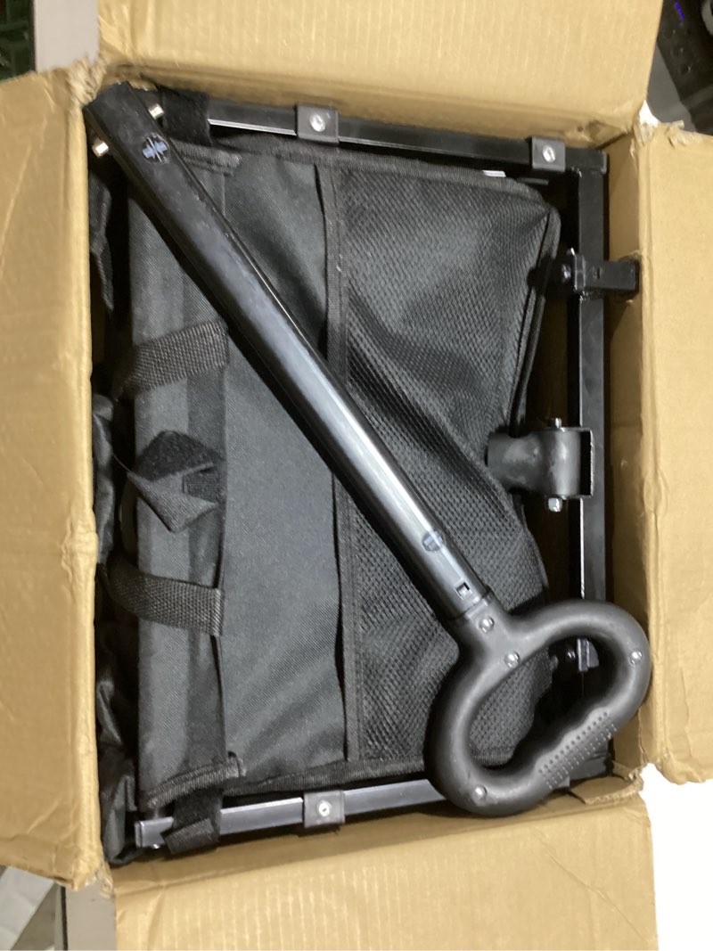 Condition photo showing Good Condition for collapsible wagon with wheels, 220 lbs wagons carts foldable wagon cart with flexible handle, lightweight portable folding utility grocery shopping cart for grocery sports garden camping black medium without tailgate