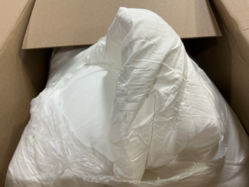 Condition photo showing As Is for Serta Goose Feather Down Fiber Cotton Comforter Queen Size - 100% Cotton Duvet Insert - Hotel Luxury Hypoallergenic Bedding Comforter Extra Warmth 90 x 90 Inch White Full/Queen Extra Warmth