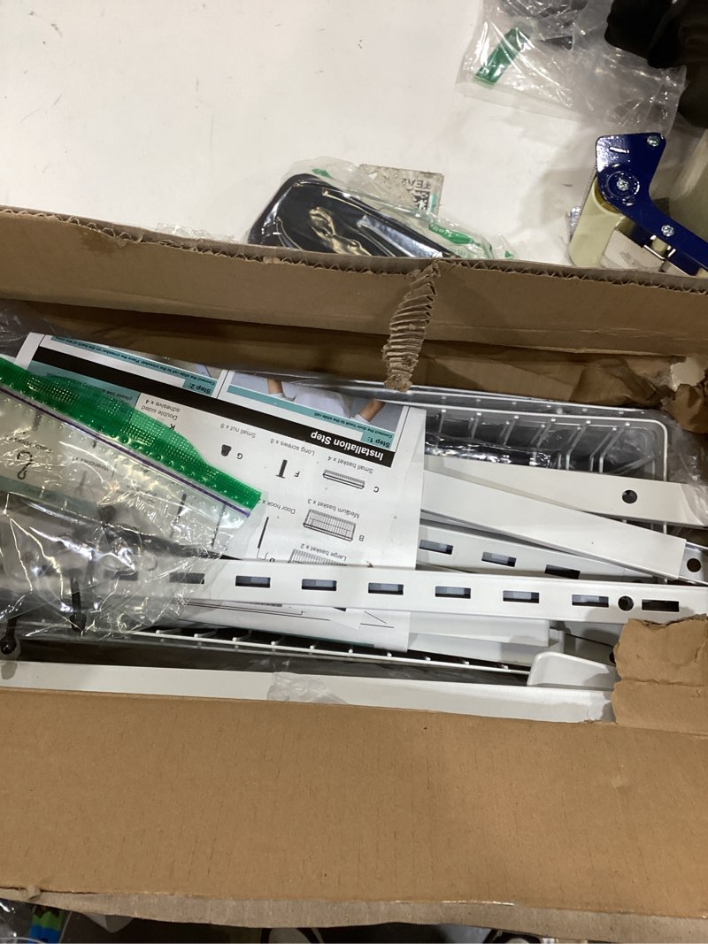 Condition photo showing As Is for White 9-Tier Over The Door Pantry Organizer, Pantry Organization and Storage, Deep Baskets Hanging Heavy-Duty Metal, Wall Spice Rack Seasoning Shelves for Home & Kitchen, Laundry Room Bathroom White 9-Tier (16.54"W)