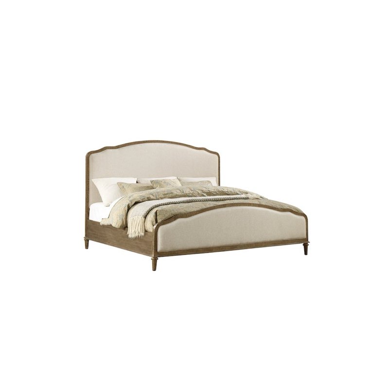 (3 boxes).  Madrona Burke King Eleanor Sandstone Buff and Cream Bed with Weathered Wood Framing and Curved, Upho