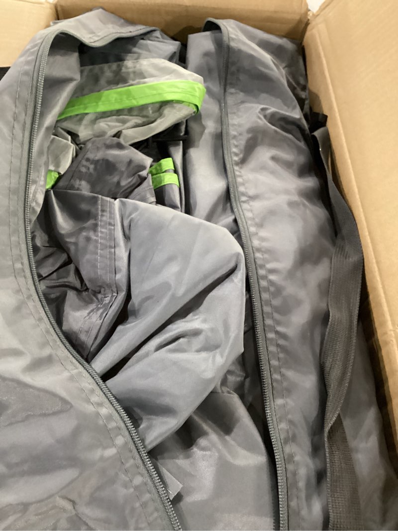 Condition photo showing As Is for joytutus dual-use suv camping tent with rainfly, 4-9 person car tent, thicker steel frame, ventilated double door, movie screen, compatible with suvs, hatchback tent 7.7' w x 7.7' l x 7' h