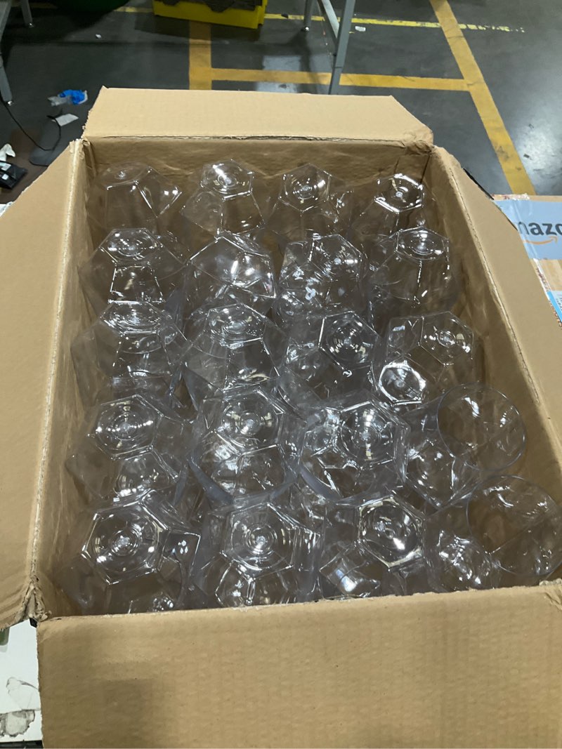 Condition photo showing Good Condition for goodluck 80 pcs diamond stemless plastic wine whiskey glasses, 12 oz disposable cocktail glasses, suitable for weddings, birthday parties, family gatherings, bars, etc (clear) clear 80