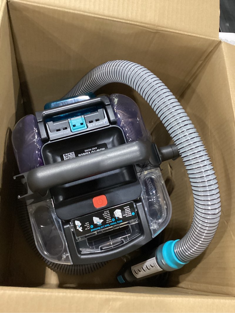 Condition photo showing As Is for USED NOT TESTED MISSING ATTACHMENTS Shark StainStriker HairPro Portable Carpet, Upholstery & Area Rug Cleaner with Pet Mess & Hair Tools, Self-Cleaning, Perfect for Pets & Car Interiors, 4 Cleaning Tools & Pet Solution, Copper, PX251 StainStriker w/ HairPro Technology