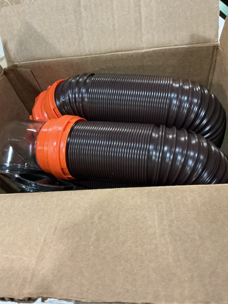 Condition photo showing Good Condition for camco rhinoflex 15-ft rv sewer hose kit - features clear elbow fitting w/removable 4-in-1 adapter - connects to 3” slip or 3”/3.5”/4” npt threaded sewer connection (39770) 15' rhino sewer hose