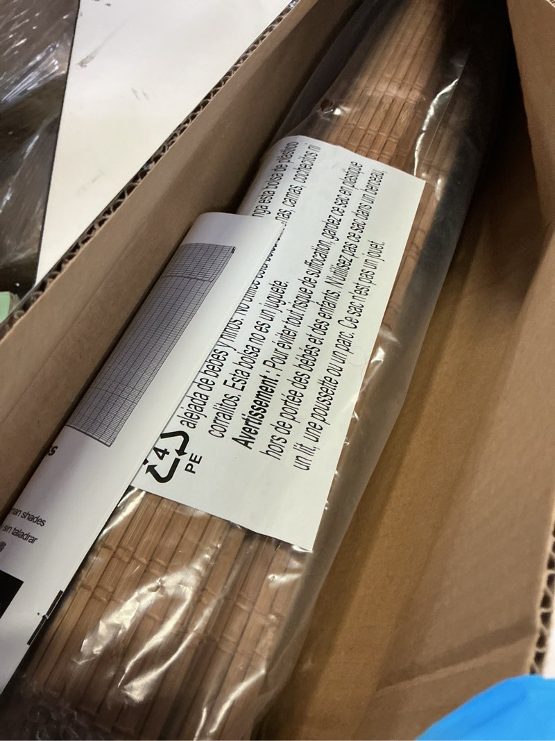 Condition photo showing Good Condition for lazblinds no tools no drill cordless bamboo roman shades, light filtering window treatment, roll up bamboo blinds for window 27'' w x 64'' h, ceylon light russet ceylon light russet 27'' w x 64'' h