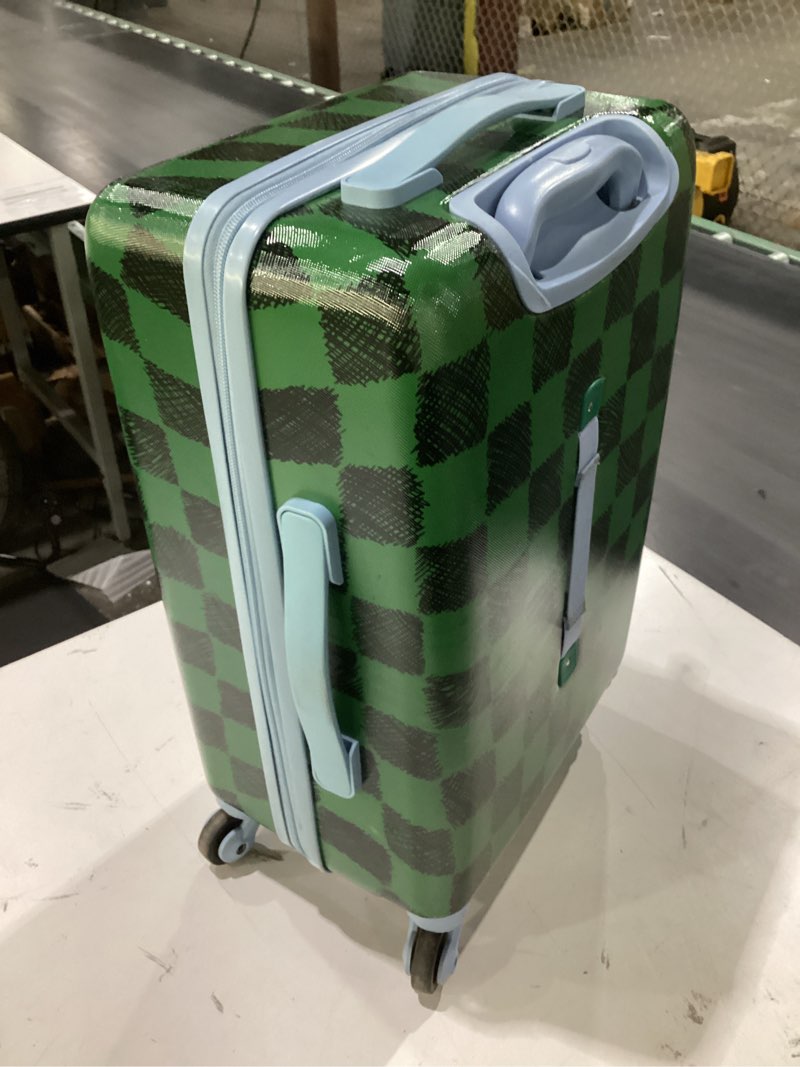 Condition photo showing Good Condition for carry on checkered spinner wheels suitcase green - cat & jack