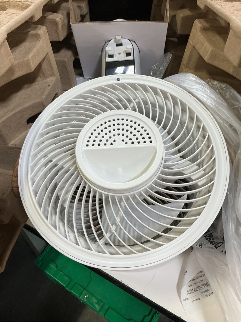 Condition photo showing Good Condition for better homes & gardens 8 inch air circulator pedestal fan, juliet collection, white and light honey