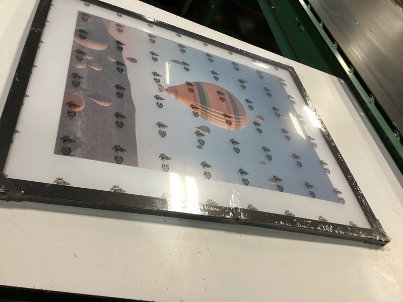 Condition photo showing As Is for 20x24 picture frame with 16x20 mat, display photo 16x20 with mat or 20 x 24 without mat, wall hanging large 20 by 24 poster frame with plexiglass, black black 20x24 inch