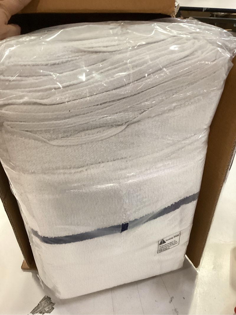 Condition photo showing New/Like New for GOLD TEXTILES 60 PC New Cotton Blend White Restaurant Bar Mops Kitchen Towels 28oz (5 Dozen) (60, Blue Stripe)