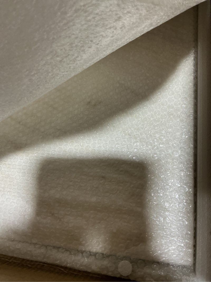 Condition photo showing Good Condition for Diflart Natural Marble Stone Cutting Board for Kitchen, 16x20 Inch, White with Gold Veins, Marble Slab Pastry Board Large with Non-Slip Feet for Baking, Cheese, Charcuterie, Chocolate, Pack of 1 Pcs 20"L x 16"W White with Gold Veins