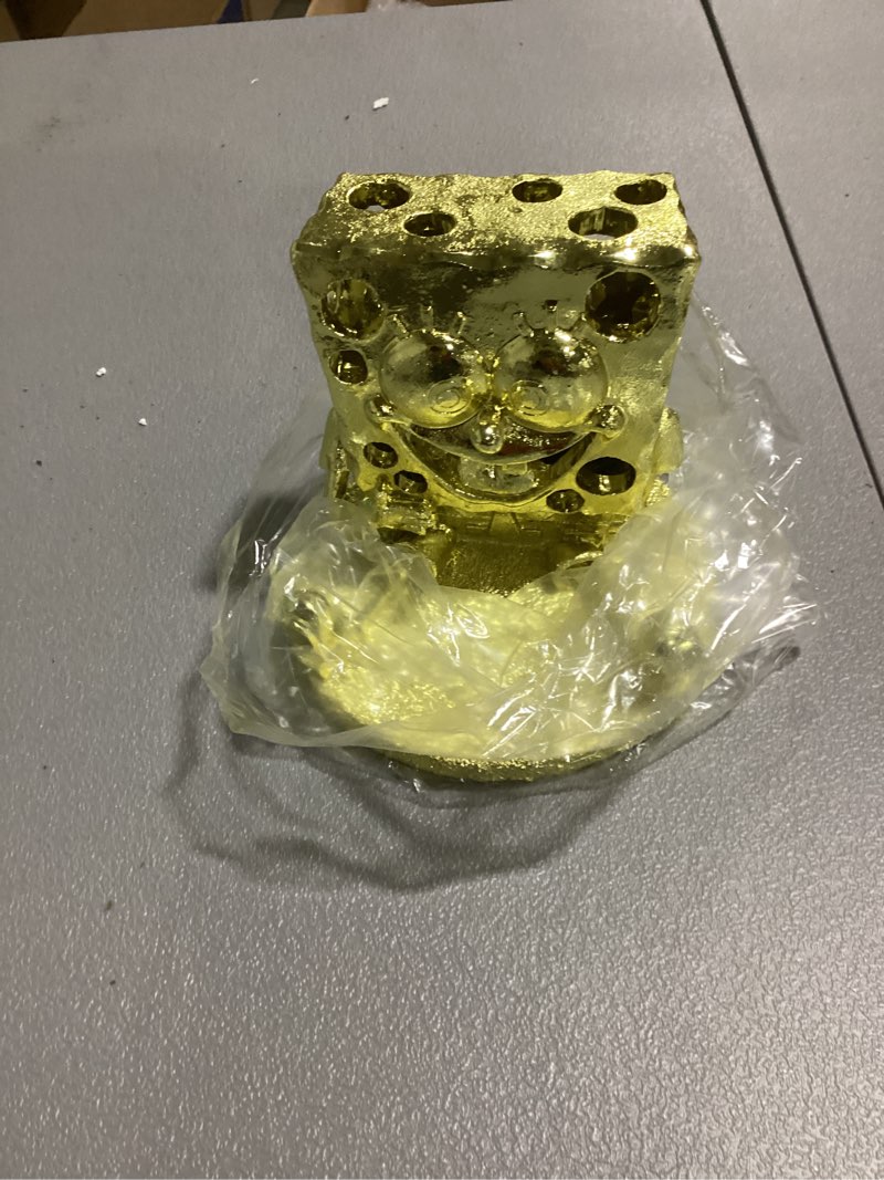Condition photo showing New/Like New for Penn-Plax SpongeBob with Swim Through Golden Edition Aquarium Ornament.  
