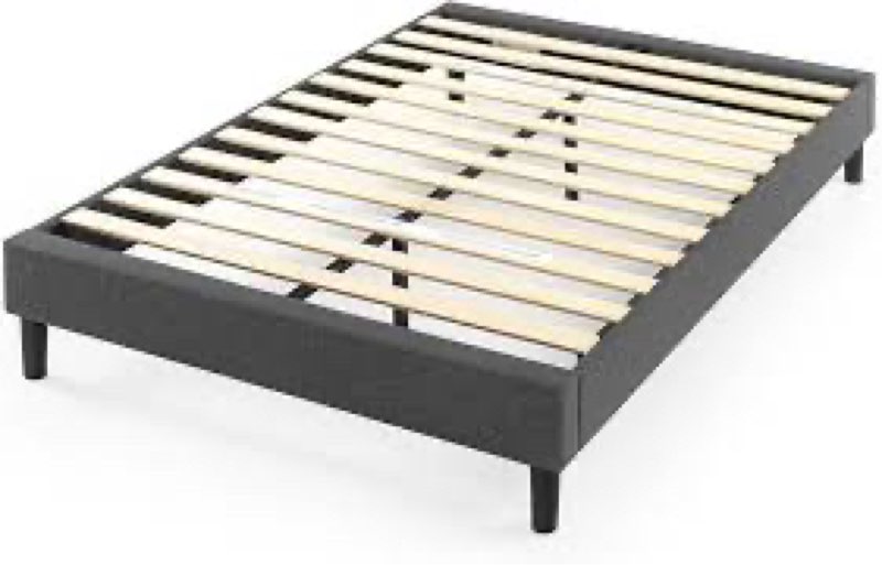 Zinus Curtis Upholstered Platform Bed Frame, Mattress Foundation, Wood Slat Support, No Box Spring N