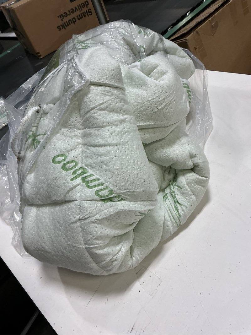 Condition photo showing As Is for Ultra Soft Twin XL Size Mattress Topper - Viscose Made from Bamboo Pillow Top Mattress Pad for Back Pain Relief - Naturally Cooling for Hot Sleepers, Green Green Twin XL