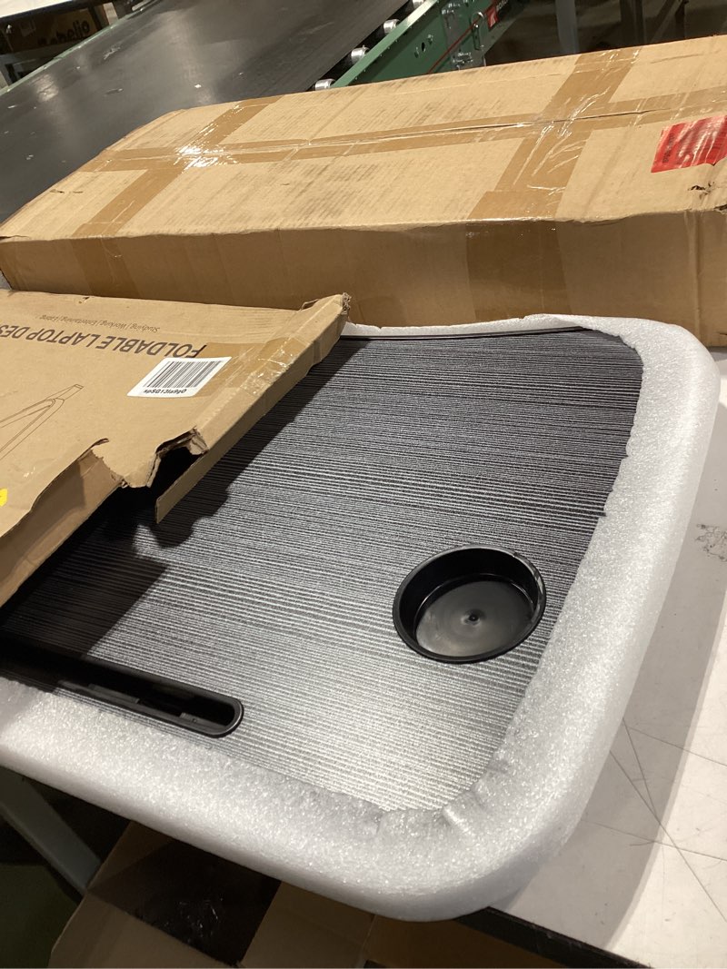 Condition photo showing Good Condition for Laptop Bed Desk, Foldable Lap Desk, Portable Lap Table, Laptop Stand with Cup Holder & Tablet Slot & Lifting Handle for Working Writing Drawing & Eating - Black