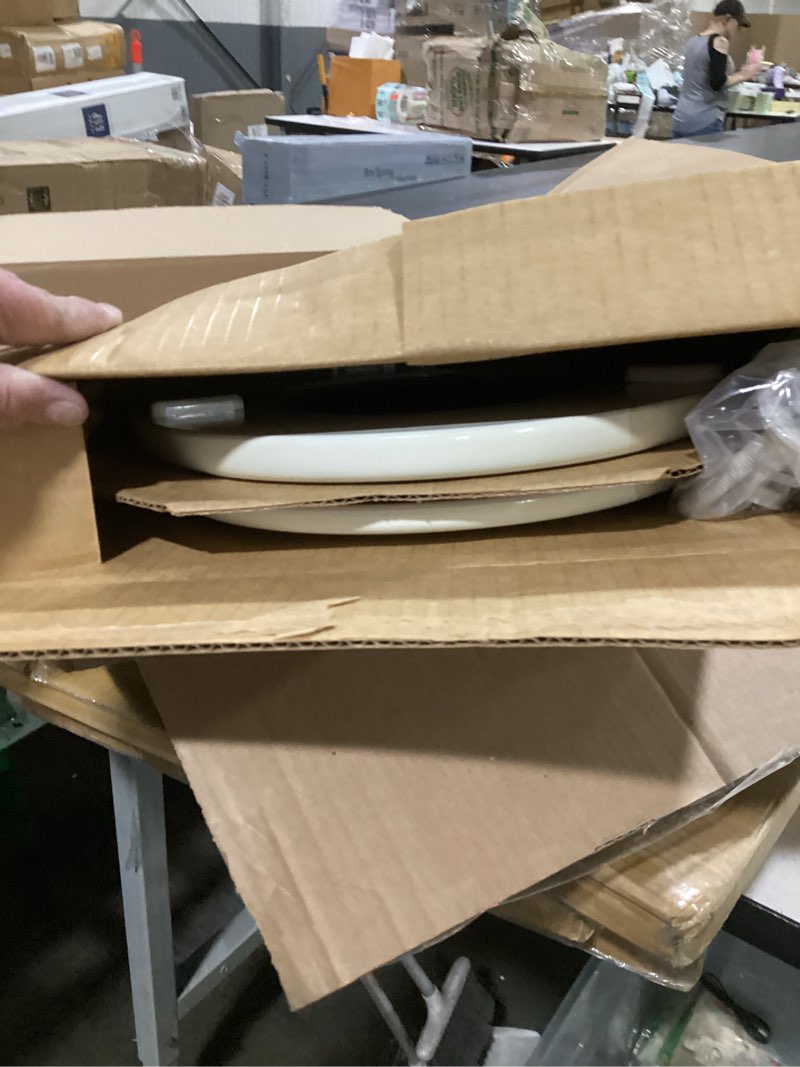 Condition photo showing As Is for bemis elongated enameled wood toilet seat in biscuit with easy•clean? hinge