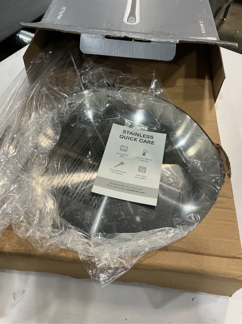 Condition photo showing Good Condition for Misen 5-Ply Stainless Steel 12" Frying Pan - Professional Cookware for Induction, Gas and Electric - Dishwasher Safe, Oven Safe to 800°F - Durable, Versatile, Even Heating