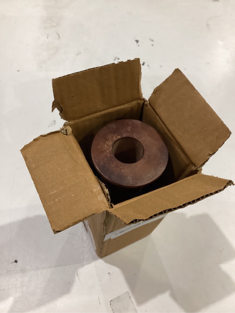 Condition photo showing As Is for wood flower vase, 7.87”h, wooden base cylindrical flower vase, classic boho rustic style for fireplace bedroom kitchen living room centerpieces office desk