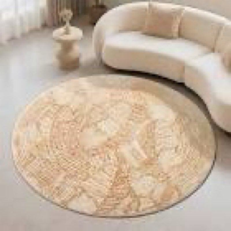 carvapet faux jute round rug 4ft – jute-like pattern design washable low pile area rug with non-slip