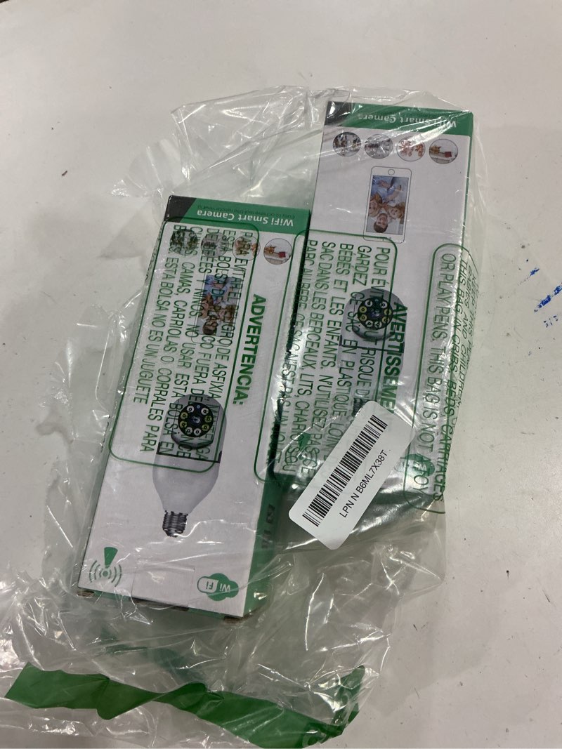 Condition photo showing New/Like New for Light Bulb Security Camera 2 Packs, 5G&2.4GHz 2K Security Cameras Wireless Outdoor 360° PTZ Cameras for Home Security with Color Night Vision, 2 Way Talk, AI Human Detection, Screw in Light Socket White 2pack 2K