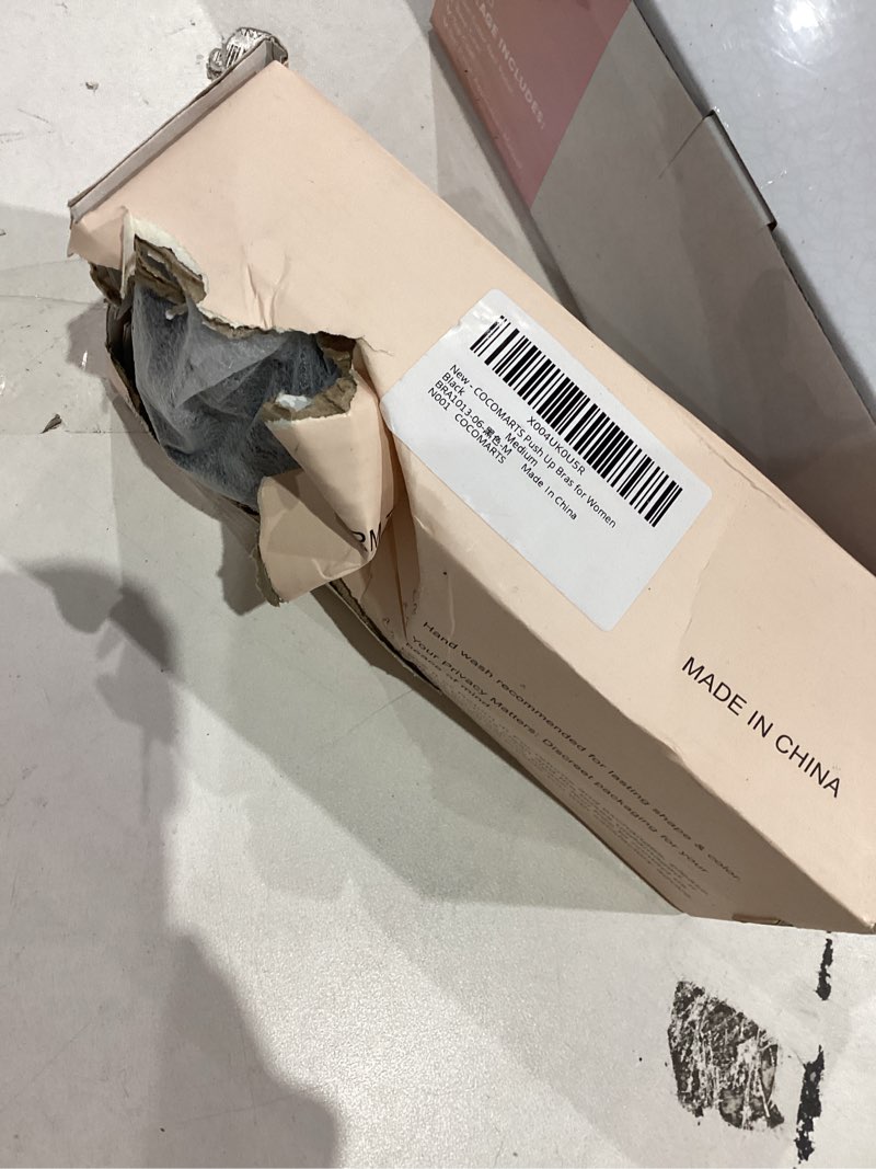 Condition photo showing As Is for COCOMARTS Jelly Bras for Women No Underwire Scalloped Push Up Wireless Bralettes Seamless Soft Comfort Everyday Tshirt Bra Black Medium