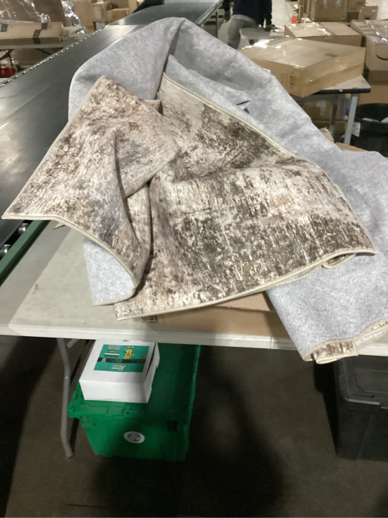 Condition photo showing Good Condition for witshock 9x12 rugs for living room - washable modern abstract soft low pile non-slip neutral large indoor carpet for bedroom, dining room, nursery, office home decor - dark brown