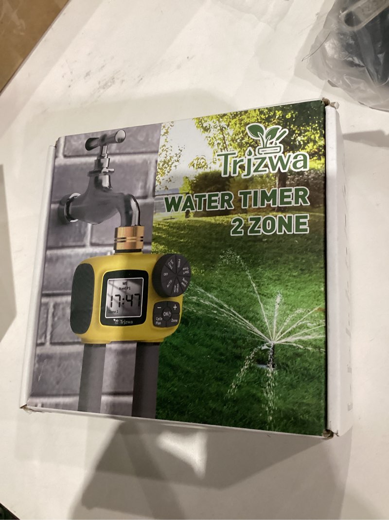 Condition photo showing New/Like New for Sprinkler Timer Outdoor with Brass Swivel Water Timer for Garden Hose 2 Zone Programmable/Rain Delay/Manual/Automatic Irrigation Controller-Sprinkler System for Garden/Lawn/Yard/Pool