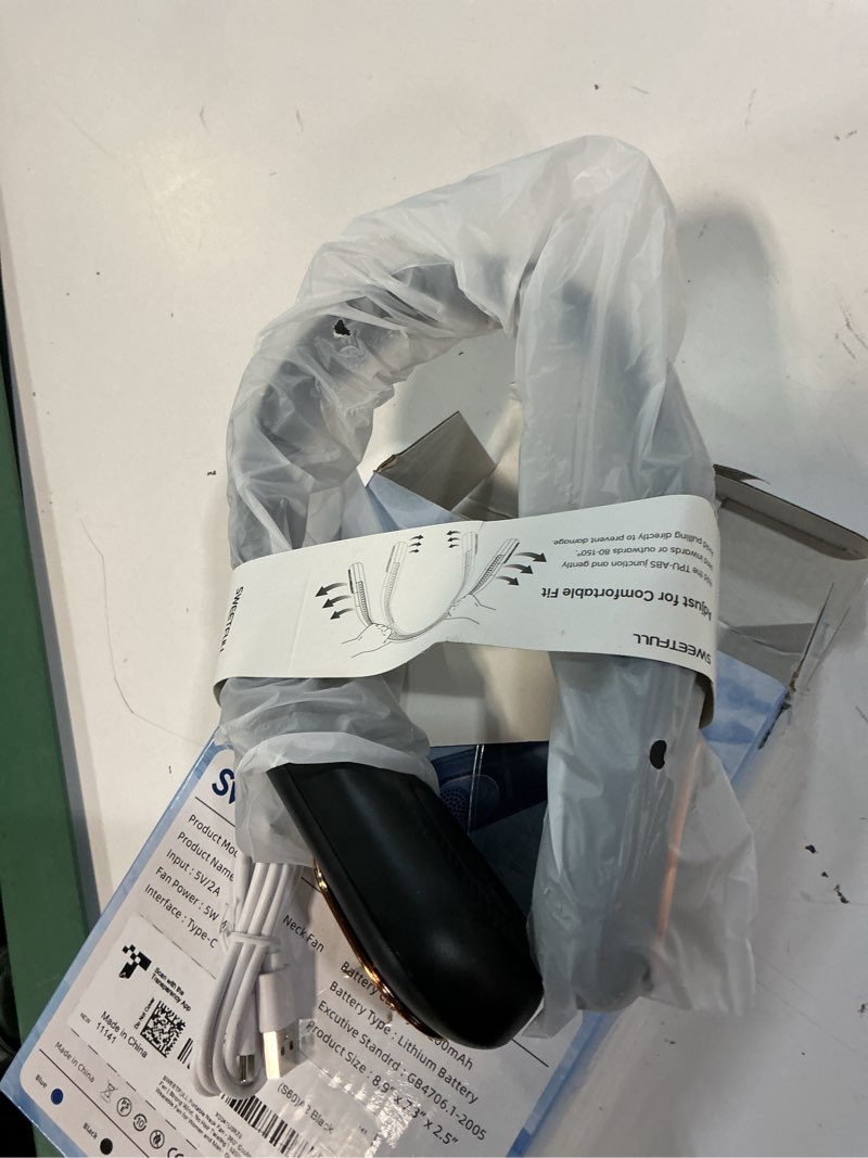 Condition photo showing Good Condition for sweetfull portable neck fan: 5200mah bladeless personal fan | 4 speeds, 20h max runtime, no hair twist quiet wearable fan for travel | birthday gifts for men women mom dad a2 black