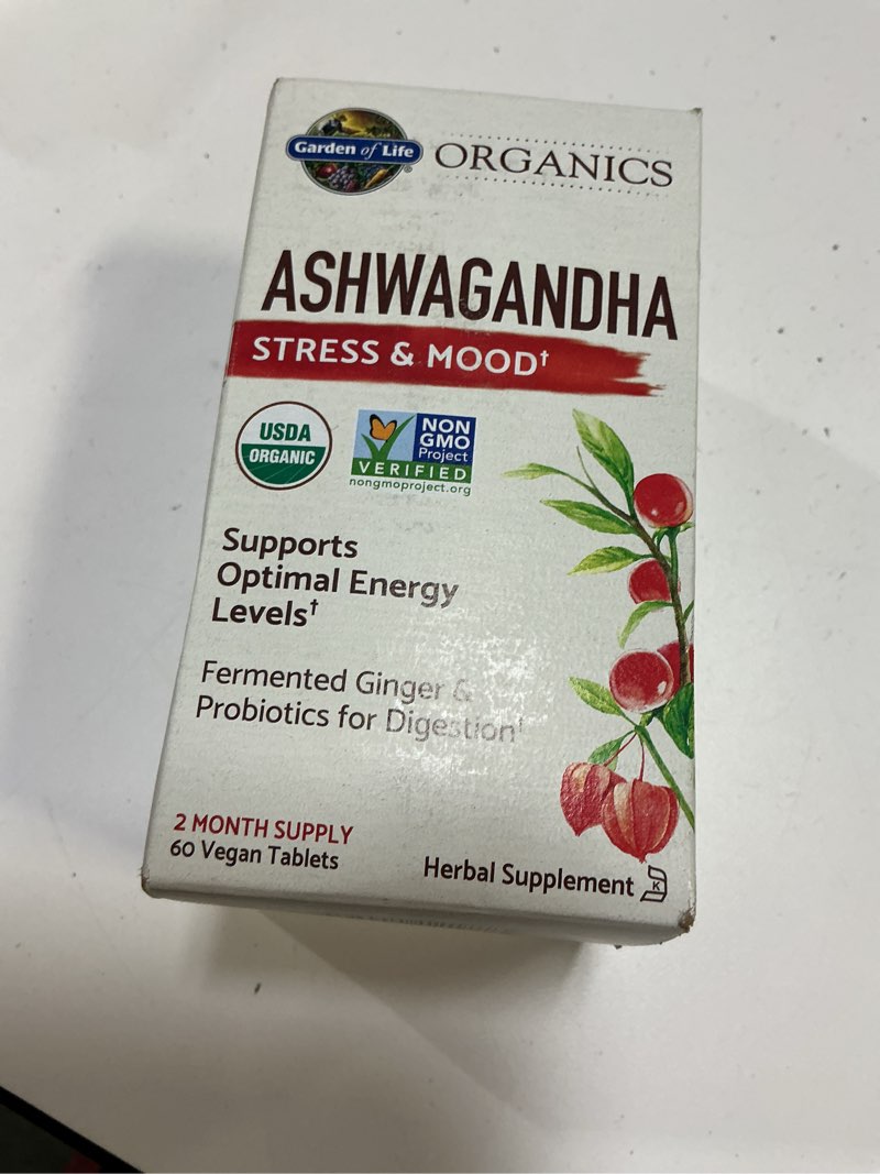 Condition photo showing New/Like New for MyKind Organics  Ashwagandha  Stress & Mood  60 Vegan Tablets  Garden of Life