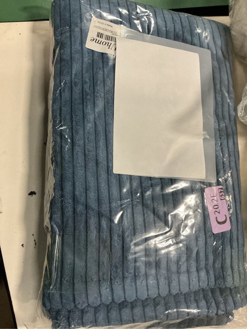 Condition photo showing New/Like New for decoruhome summer corduroy navy blue euro sham throw pillow covers 26x26 set of 2 decorative soft boho farmhouse couch pillow covers for living room bed sofa broadside striped pillow cases navy blue 26" x 26" (pack of 2)