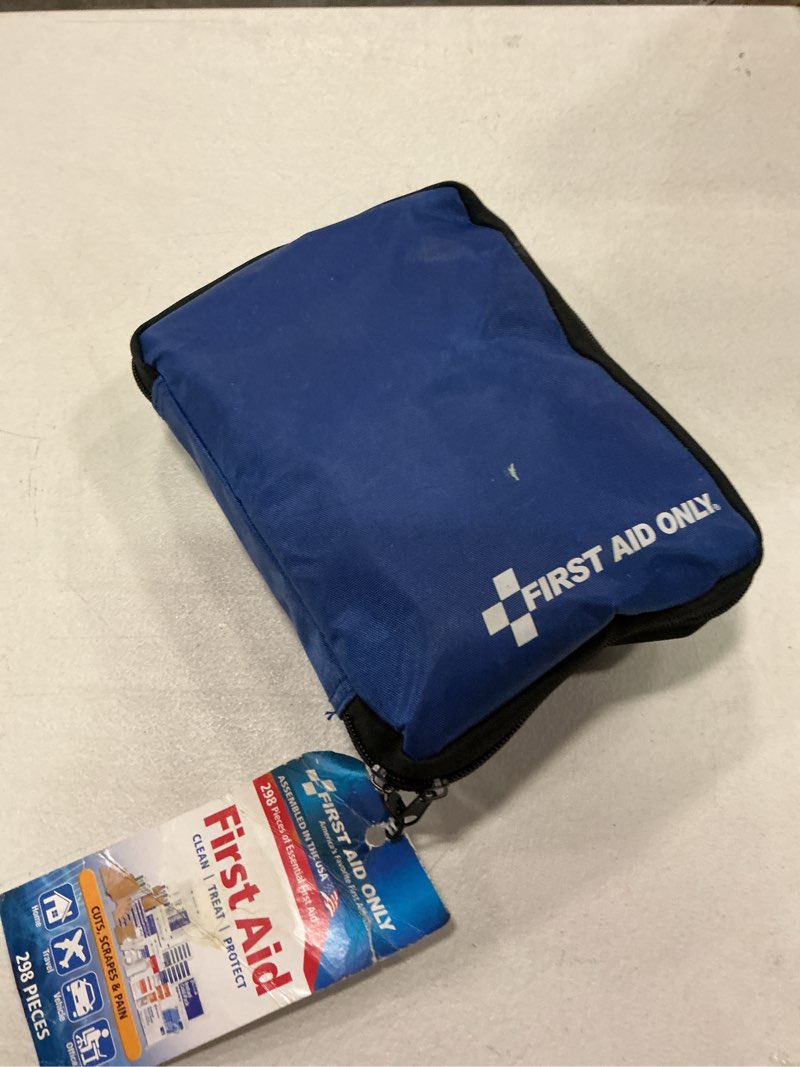 Condition photo showing New/Like New for (exp:07/31/2026)first aid only 298 piece all-purpose emergency first aid kit for home, office, car, apartment, dorm, and camping, travel-friendly compact pouch fits in backpacks, suitcases, cabinets, and drawers 298 pieces