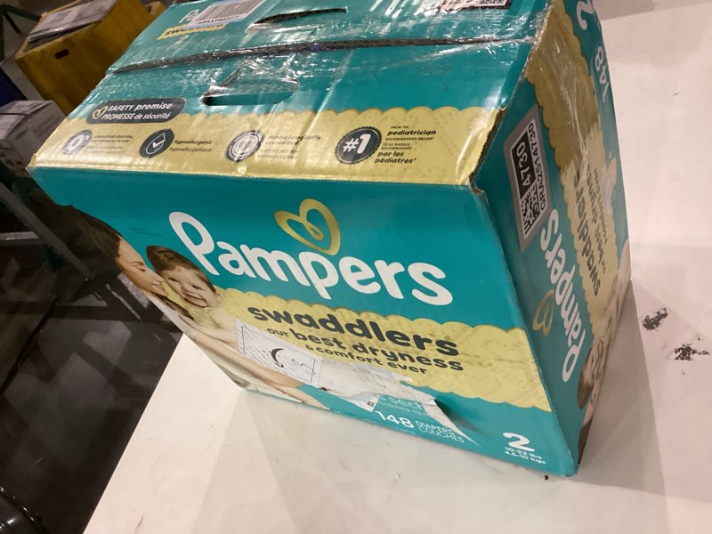 Condition photo showing New/Like New for Pampers Swaddlers Diapers, Size 2 (10-22 lbs), 148 Count, Absorbent, Keeps Baby Dry and Comfortable, Skin Safe Disposable Baby Diaper (Packaging May Vary)