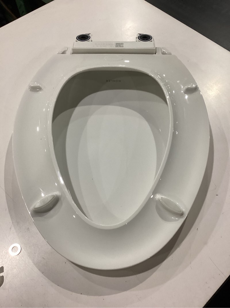 Condition photo showing New/Like New for kohler 4636-rl-0 cachet readylatch elongated toilet seat slow close, soft close toilet seat quiet lid, contoured grip-tight bumpers installation hardware, apartment essentials, white white elongated ready latch