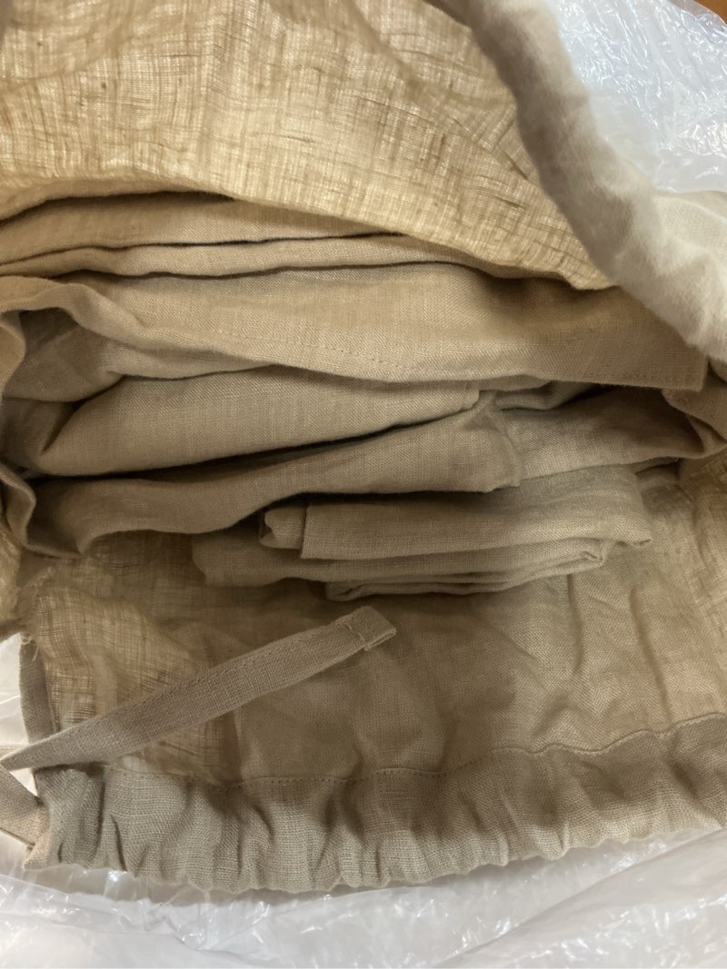 Condition photo showing As Is for european linen duvet cover set, king/cal king, toffee