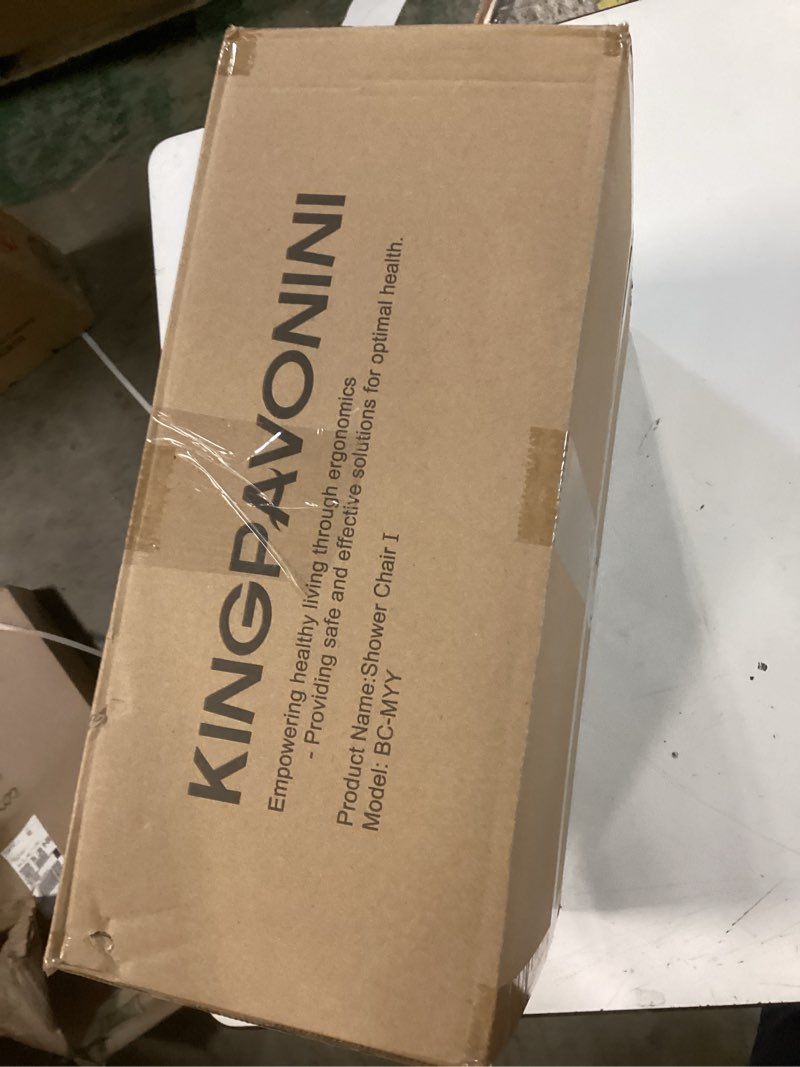 Condition photo showing New/Like New for KingPavonini Shower Chair for Inside Shower, 550LBs Heavy Duty Bath Chair with Arms, Medical Shower Seat, Bath Stool Safety Shower Bench with Reinforced Crossing Bar for Elderly, Adults, Disabled White+blue