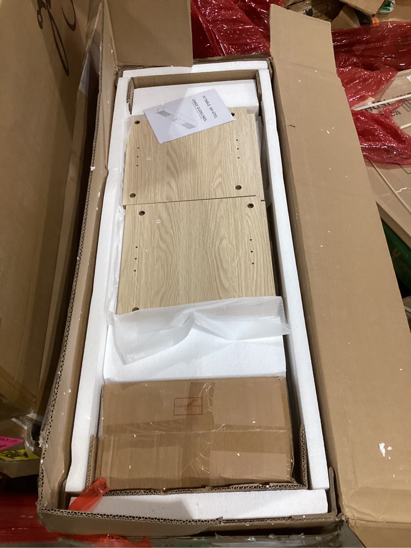 Condition photo showing Good Condition for Modern 86in TV Stand for Living Room, Fluted Design Entertainment Center with Adjustable Shelves,Media TV Console Table with Storage for Bedroom,Nature Natural