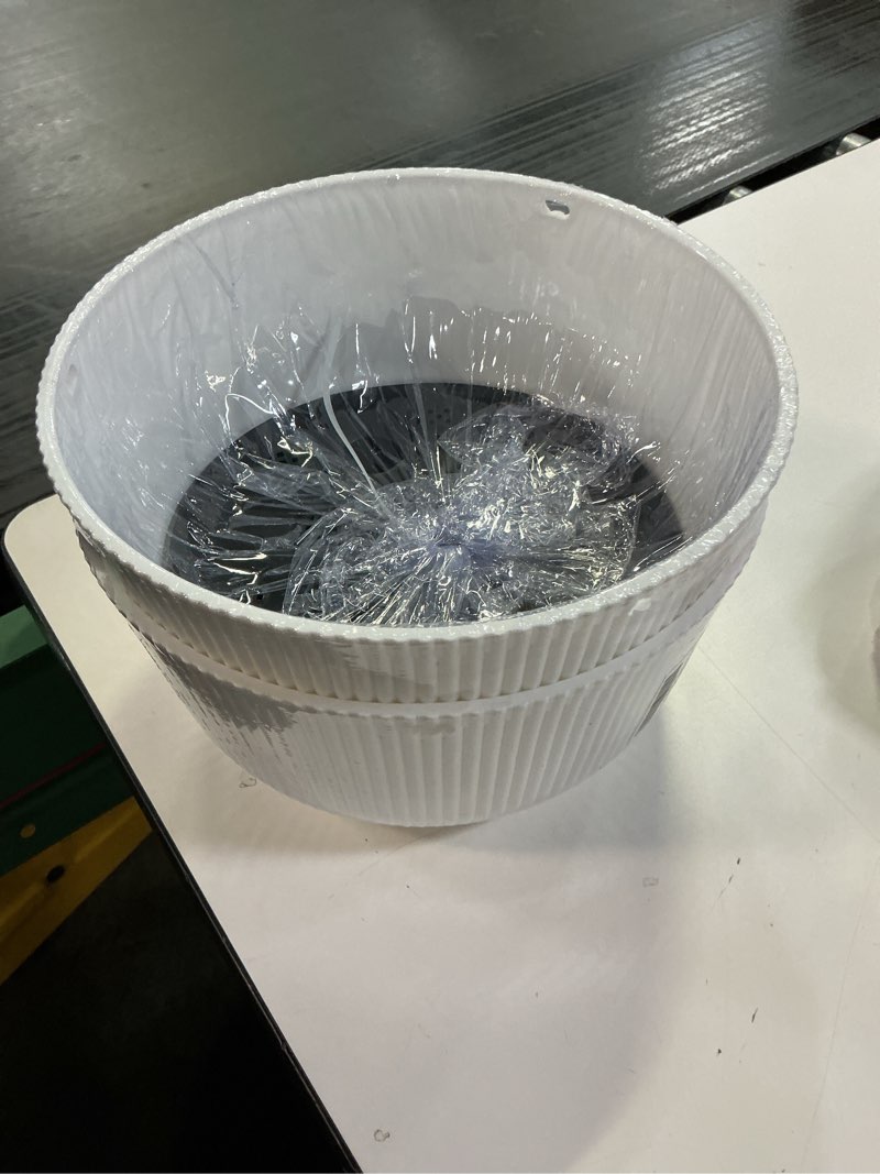 Condition photo showing Good Condition for Set of 2 White 10 Inch Hanging Planters for Indoor Outdoor Plants, Self Watering Hanging Flower Pots with Drainage Hole & Plug White Large(10 inch)