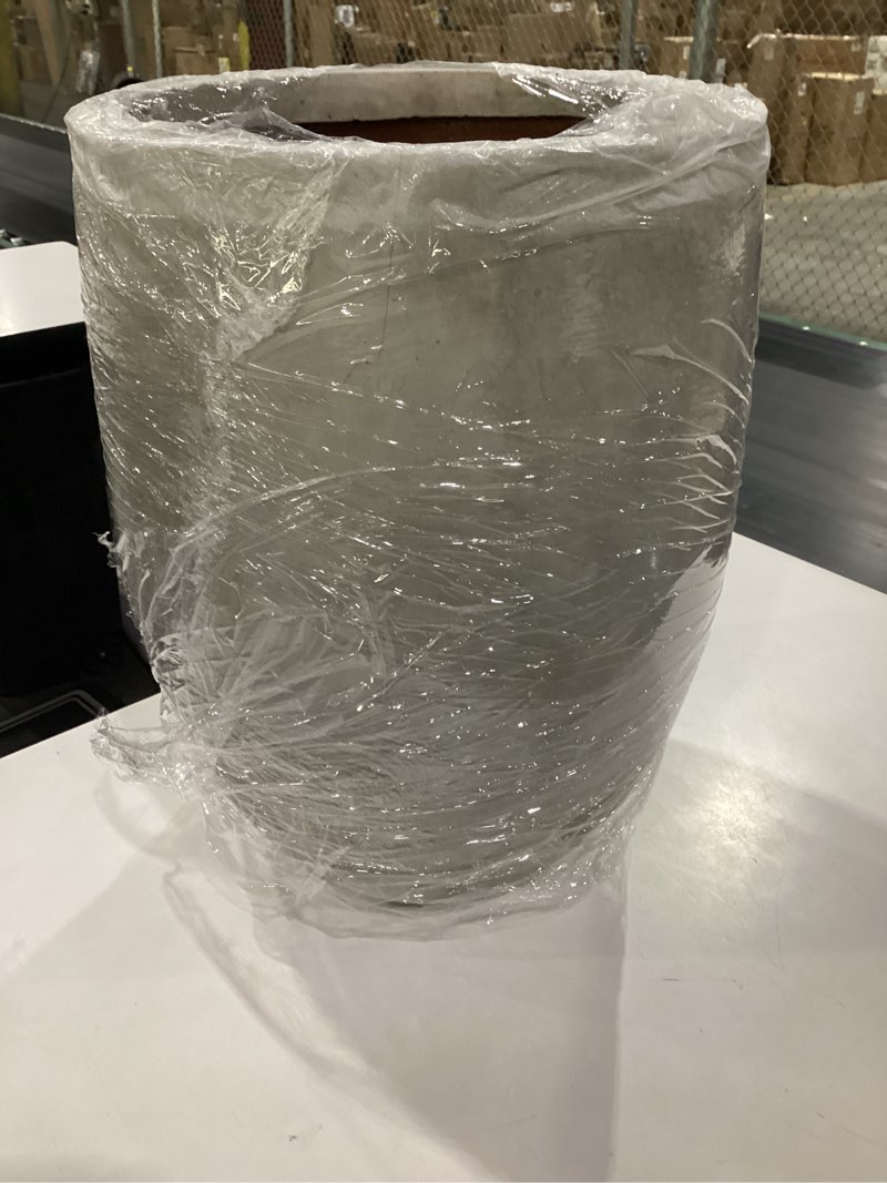 Condition photo showing As Is for kante 21.7 inch tall concrete planter, large indoor outdoor plant pot with drainage, smooth weathered concrete finish with painted interior, ideal for porch, home, garden, patio weathered concrete 21.7 inch tall smooth