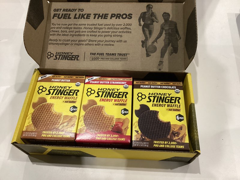 Condition photo showing As Is for Honey Stinger Organic Peanut Butter Energy Waffle Variety Pack, 6 Pack Each of Peanut Butter, PB Chocolate and PB Strawberry, Nutritious Stroopwafel Snack for Exercise, Endurance and Performance PB Variety Pack 18 Count
