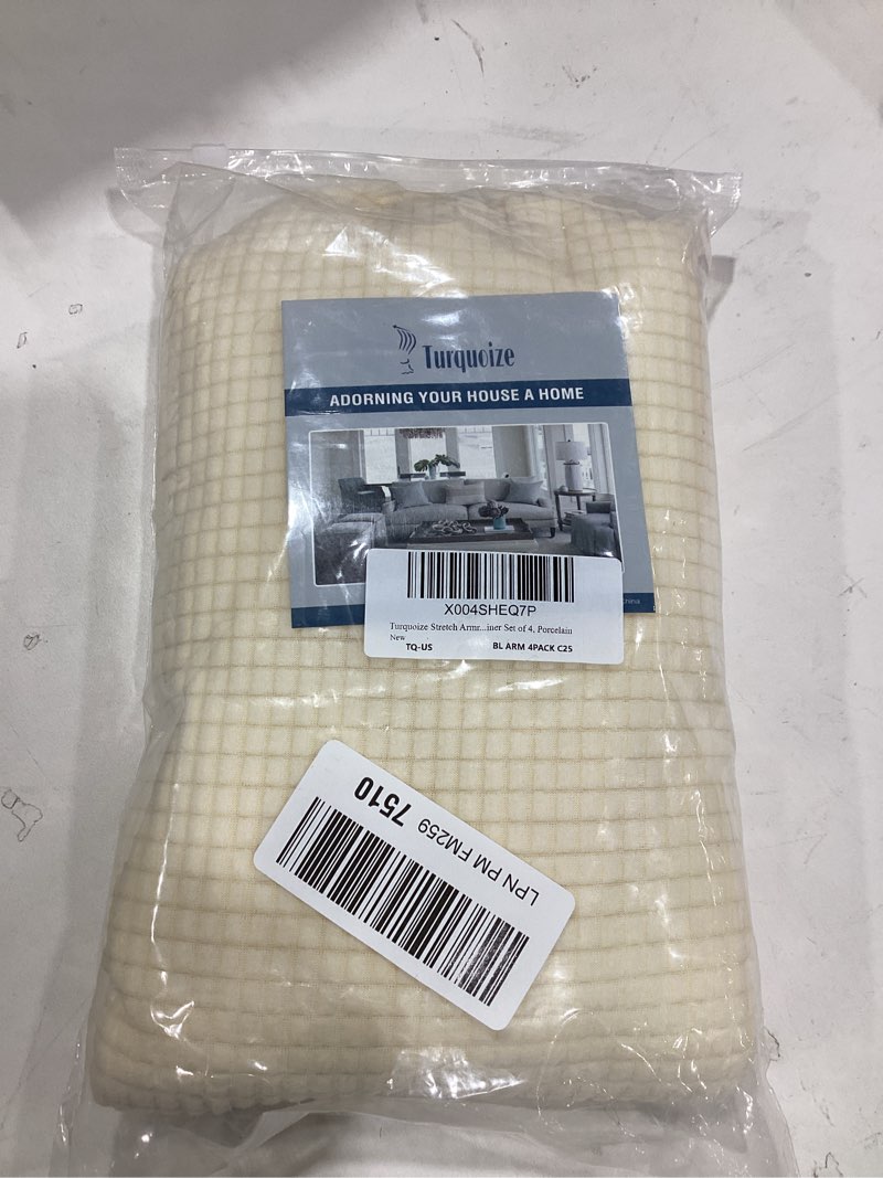 Condition photo showing Good Condition for Turquoize Stretch Armrest Covers for Chairs and Sofas Couch Arm Covers for Sofa Spandex Jacquard Armrest Cover Anti-Slip Furniture Protector Armchair Slipcovers for Recliner Set of 4, Cream Cream 4