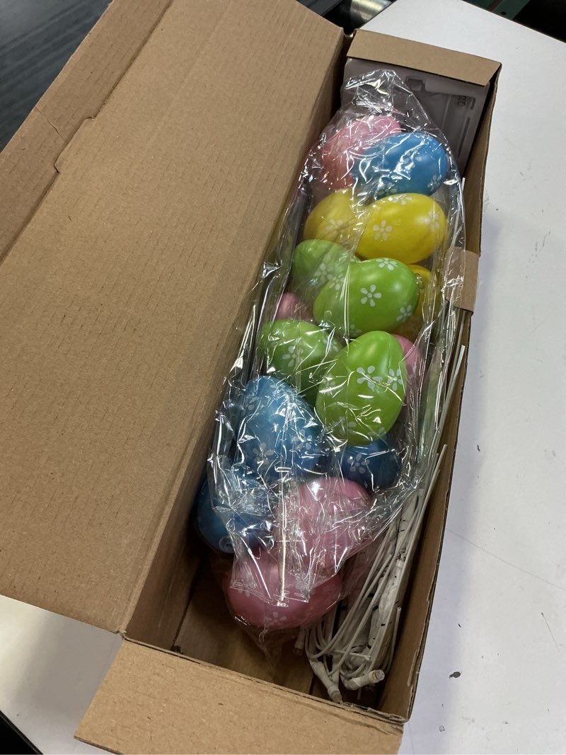 Condition photo showing New/Like New for ayieyill lighted easter egg tree tabletop 21 inch artificial birch tree lights include 24 pieces egg ornament for home spring easter decorations