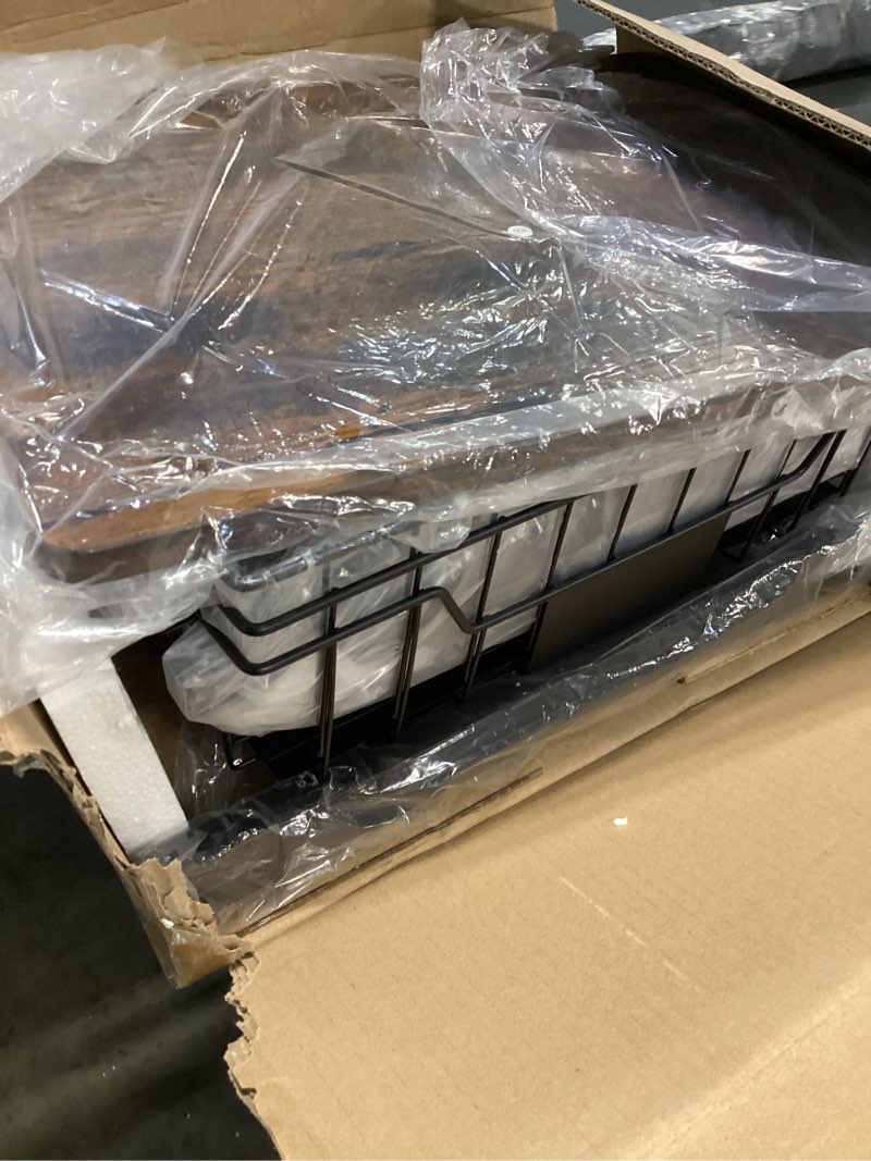 Condition photo showing Good Condition for giwil vegetable fruit basket for kitchen pantry organizers storage, 4-tier utility rolling cart on wheels with wood top and drawer wire baskets for onions potatoes snacks, black black-baskets