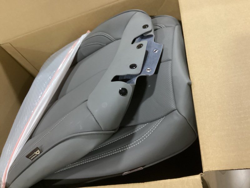 Condition photo showing Good Condition for Coverado Universal Seat Covers Full Set, 5 Seats Universal Seat Covers for Cars, Waterproof Nappa Leather Car Seat Covers with Head Pillow, Auto Protectors Fit for Most Sedans SUV Pick-up Truck-Gray Gray(Pillow) FullSet