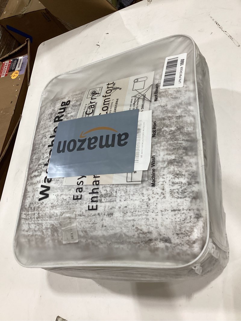 Condition photo showing New/Like New for iohouze abstract runner rug 3x16 ft washable runners for hallways, non slip kitchen runner printed faux wool entryway runner indoor, modern abstract floor carpet for hall stair, grey beige 3' x 16' (runner) ash grey/beige