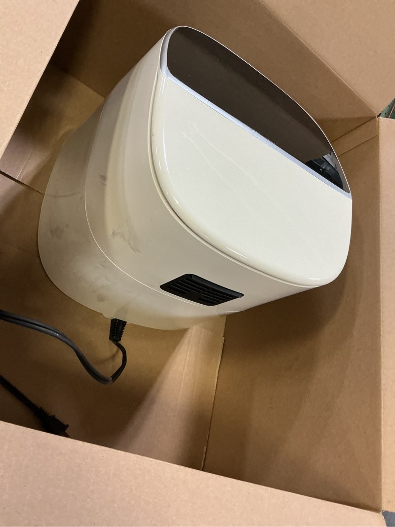 Condition photo showing As Is for nuwave brio plus air fryer 8 qt, new & improved, pfas-free, 7 digital one-touch cook functions that air fry, bake, roast, dehydrate, toast, reheat, preheat, 150 presets, 50°f~400°f (cream) 8 quart cream