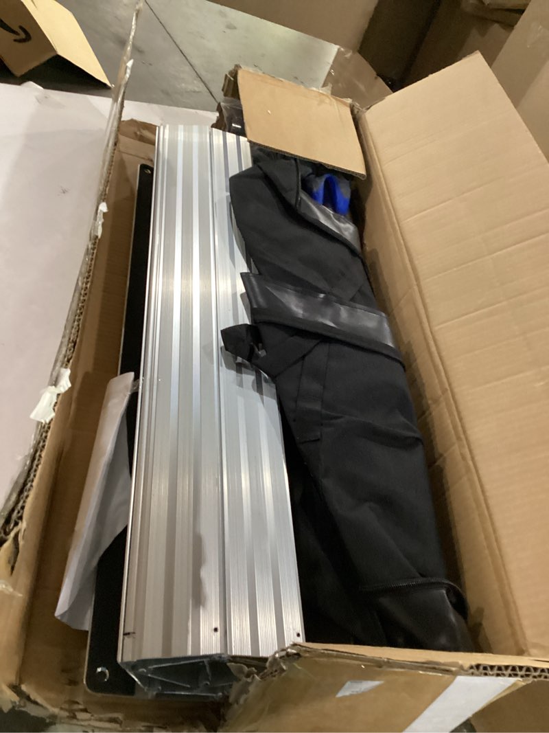 Condition photo showing As Is for adjustable height aluminum wheelchair ramp with handrails for 5-12" rise, 600 lbs handicap ramp, portable wheelchair ramp for home steps, stairs, doorways, curbs, waterproof & rust-proof, 38'l x 35"w